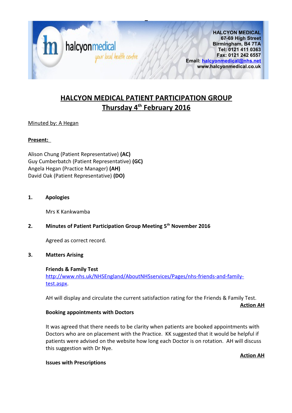 Halcyon Medical Patient Participation Group
