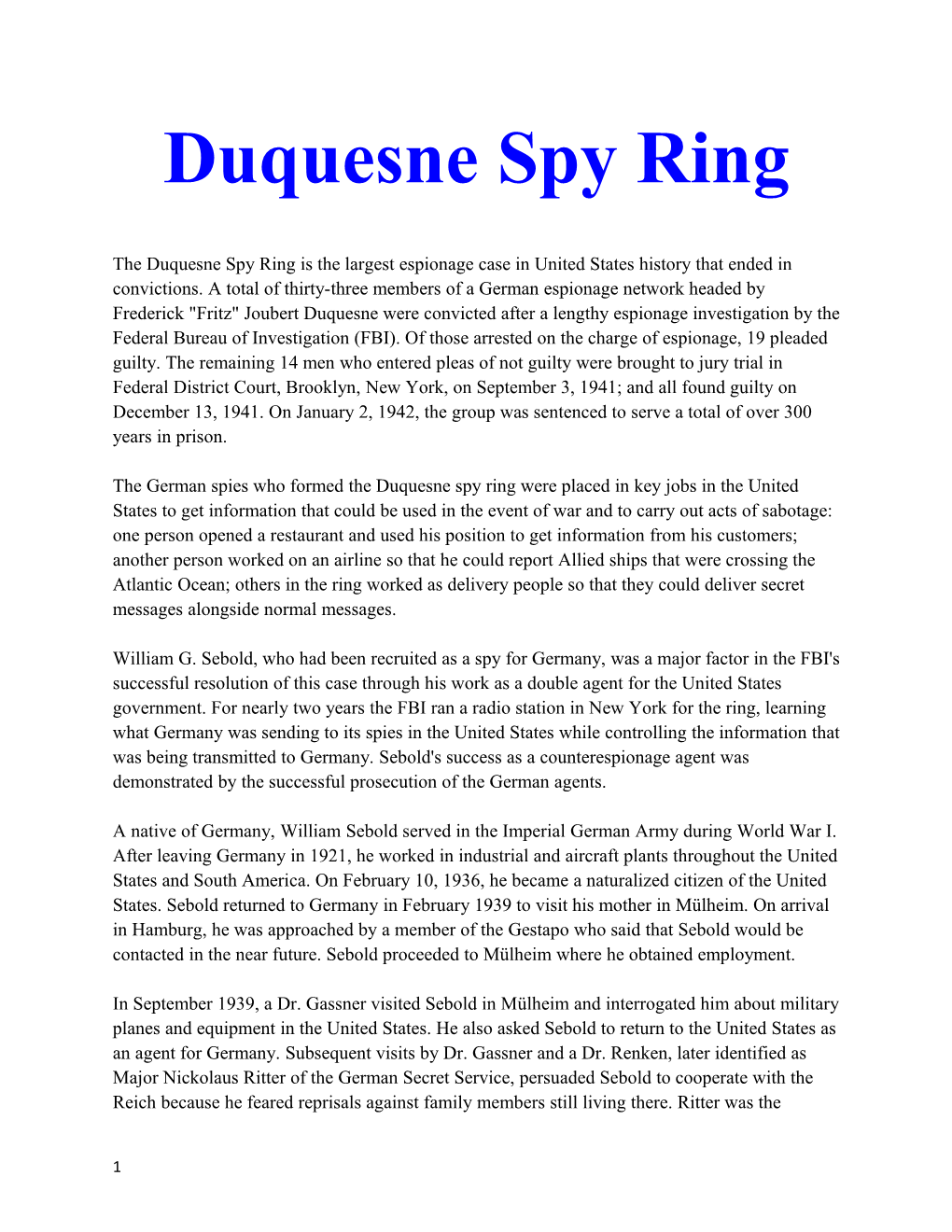 Duquesne Spy Ring
