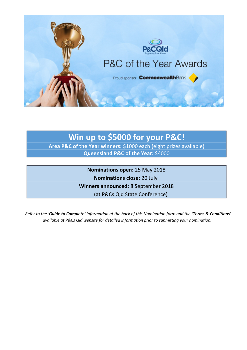 Win up to $5000 for Your P&C!