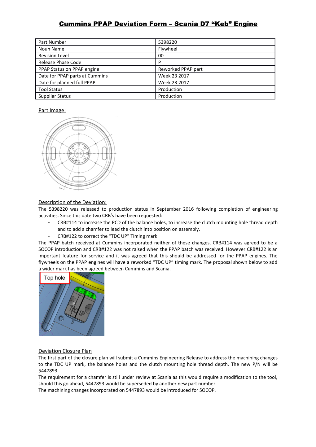 Cummins PPAP Deviation Form Scania D7 Keb Engine