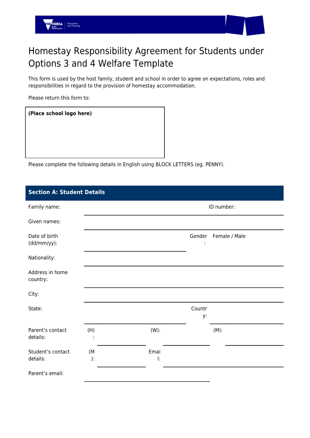 ISP Homestay Agreement Template
