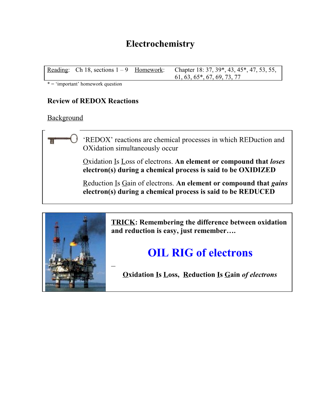 Review of REDOX Reactions