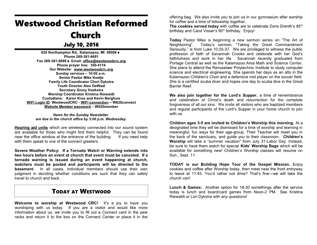 Westwood Christianreformed Church