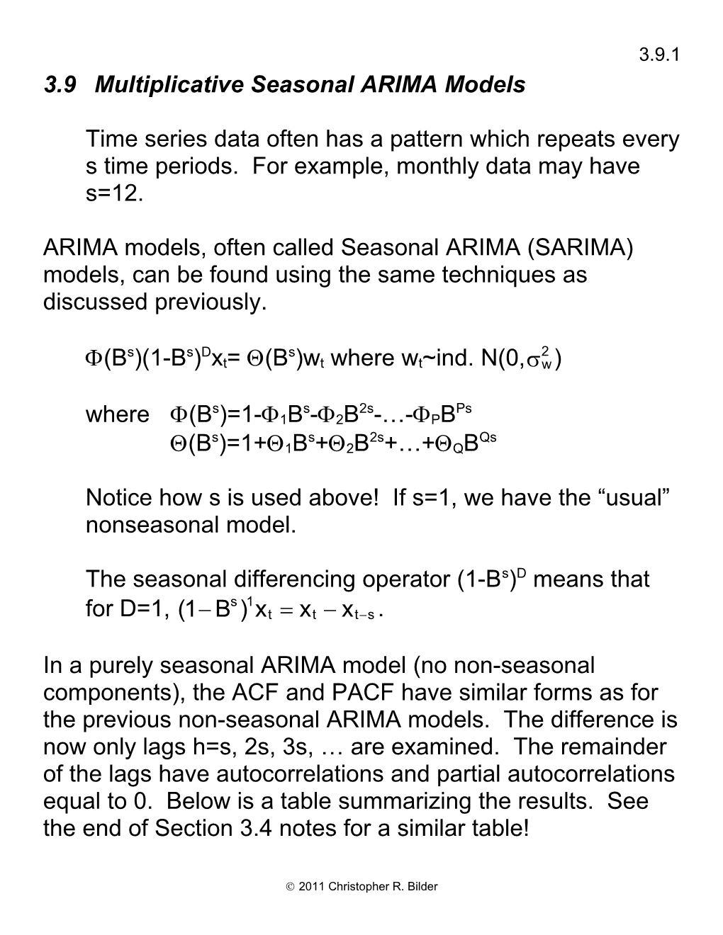 3.9Multiplicative Seasonal ARIMA Models