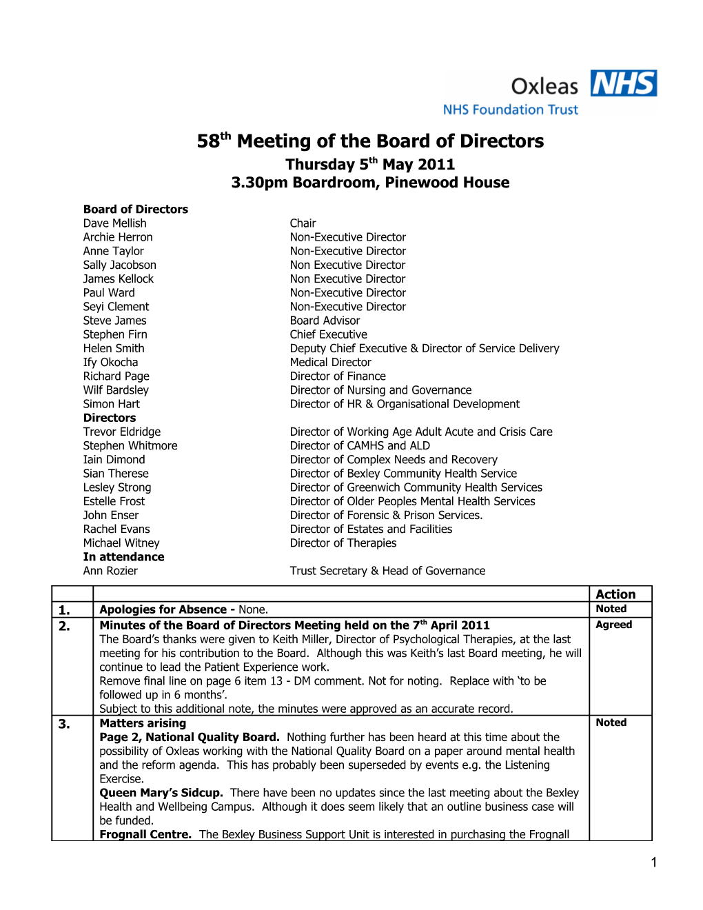 58Thmeeting of the Board of Directors