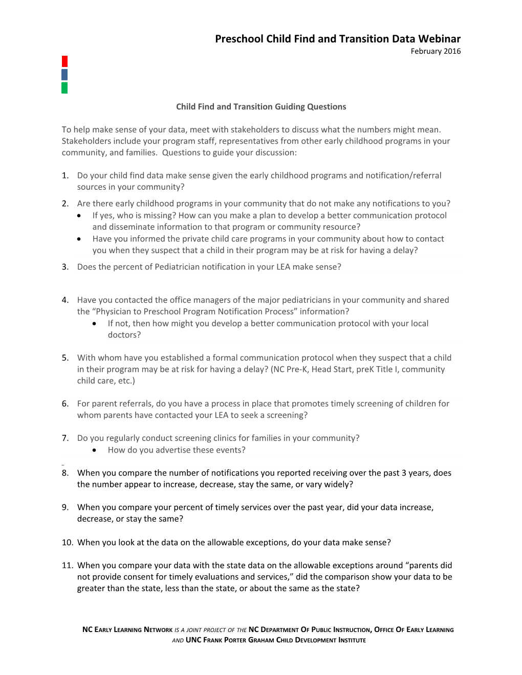Child Find and Transition Guiding Questions
