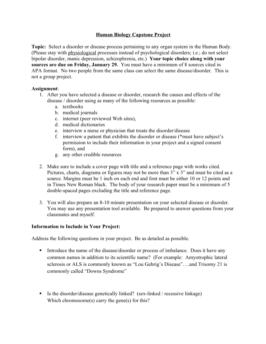 Biology Term Research Paper Assignment