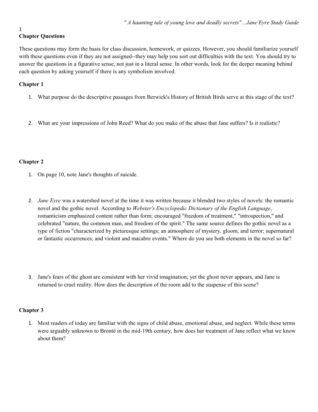 A Haunting Tale of Young Love and Deadly Secrets Jane Eyre Study Guide