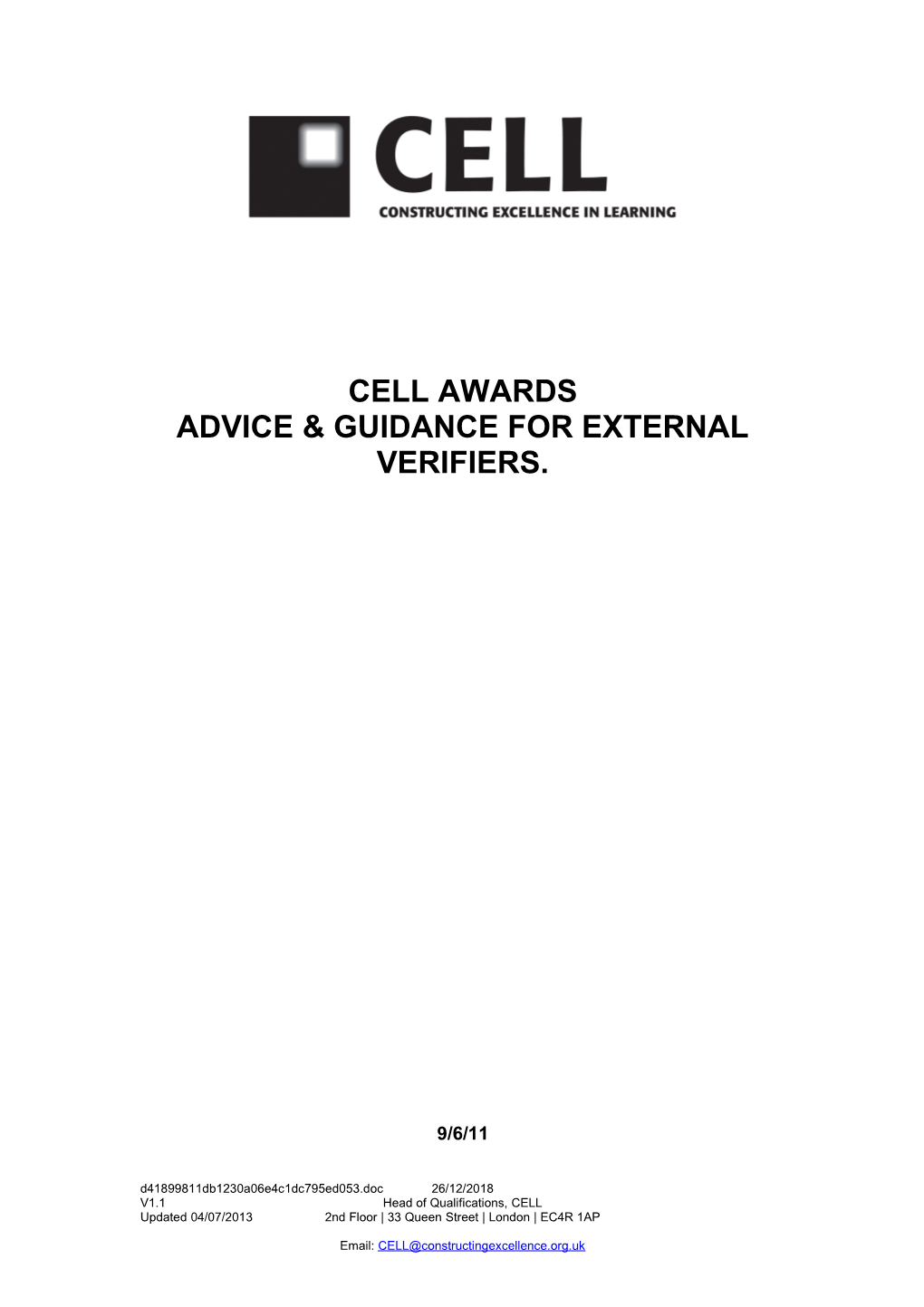 CELL AWARDS Guidance for External Verifiers