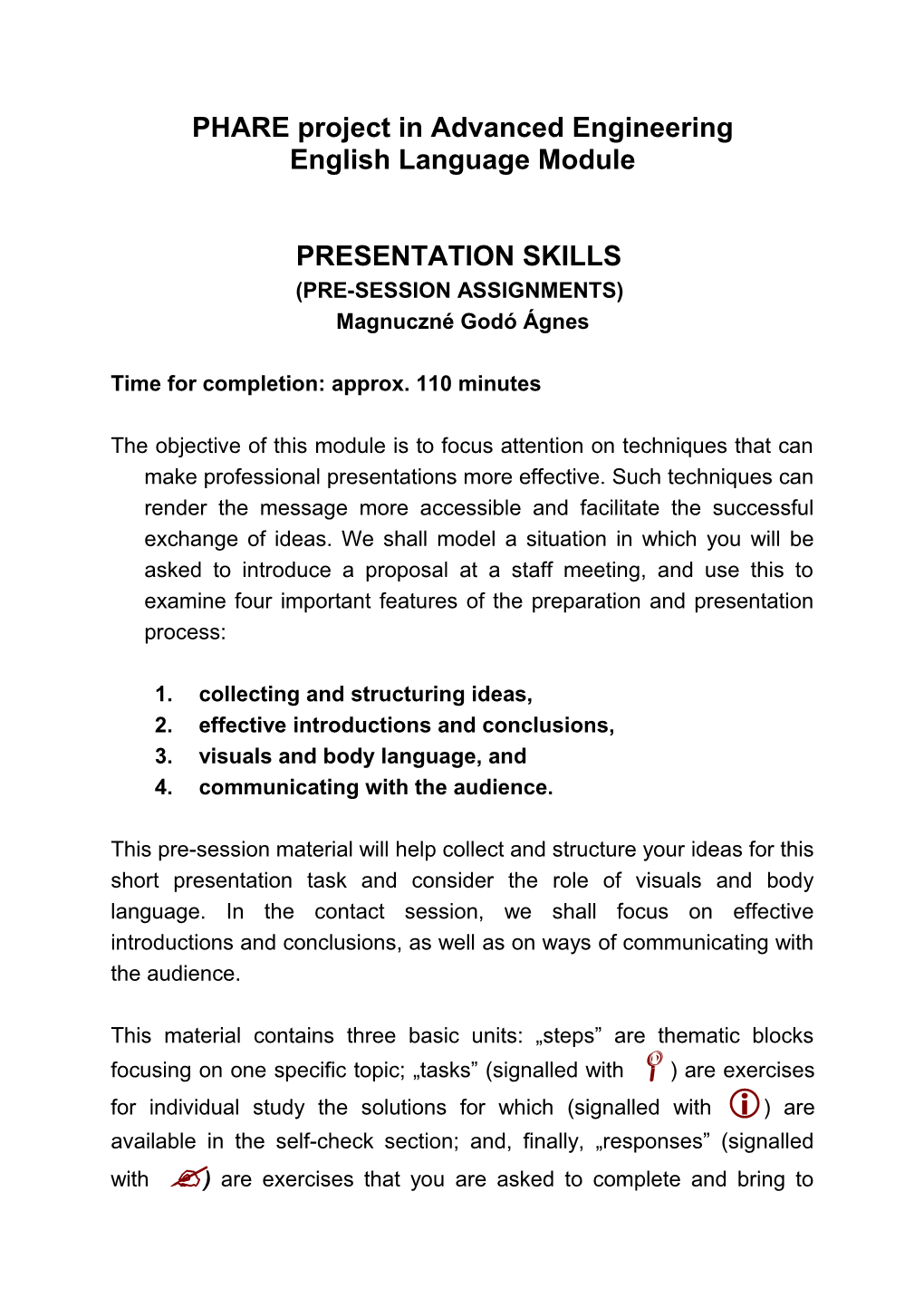 Presentation Skills (Pre-Seminar Assignments) Approx