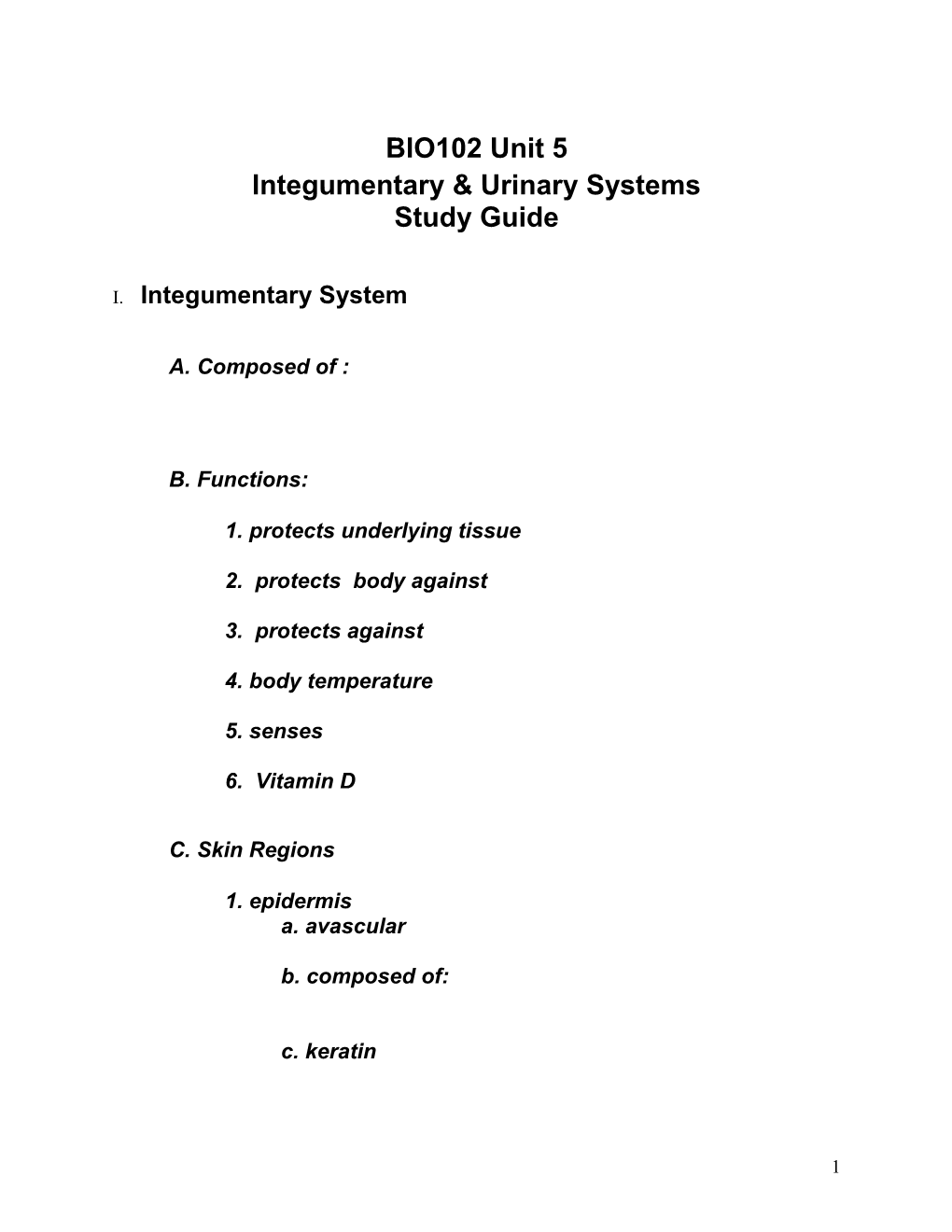 Integumentary & Urinary Systems