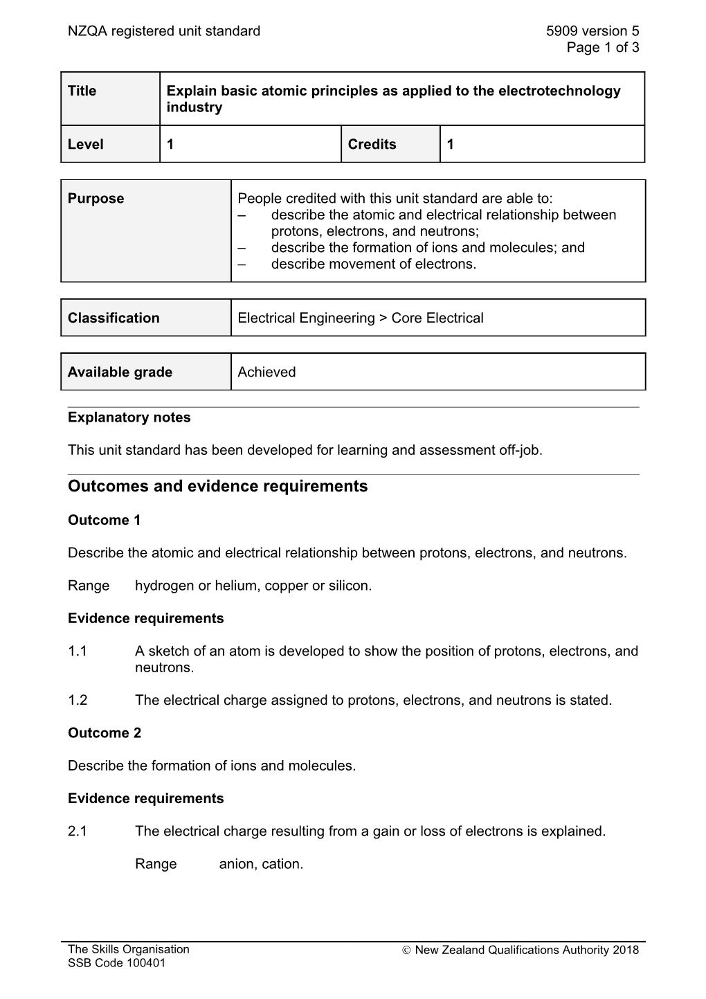 5909 Explain Basic Atomic Principles As Applied to the Electrotechnology Industry