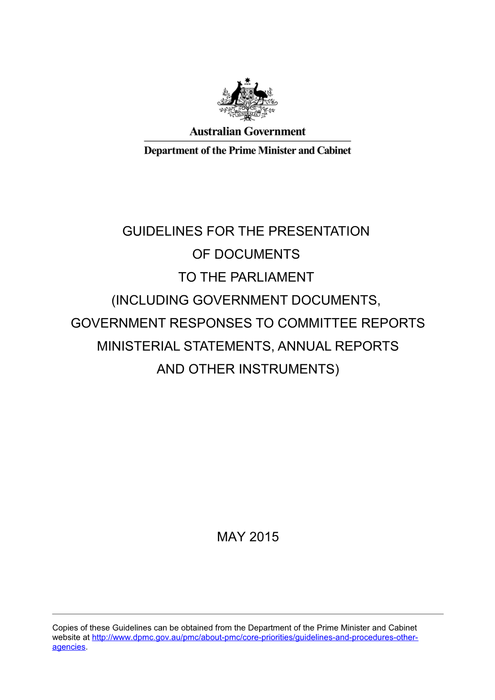 Guidelines for the Presentation of Documents to the Parliament