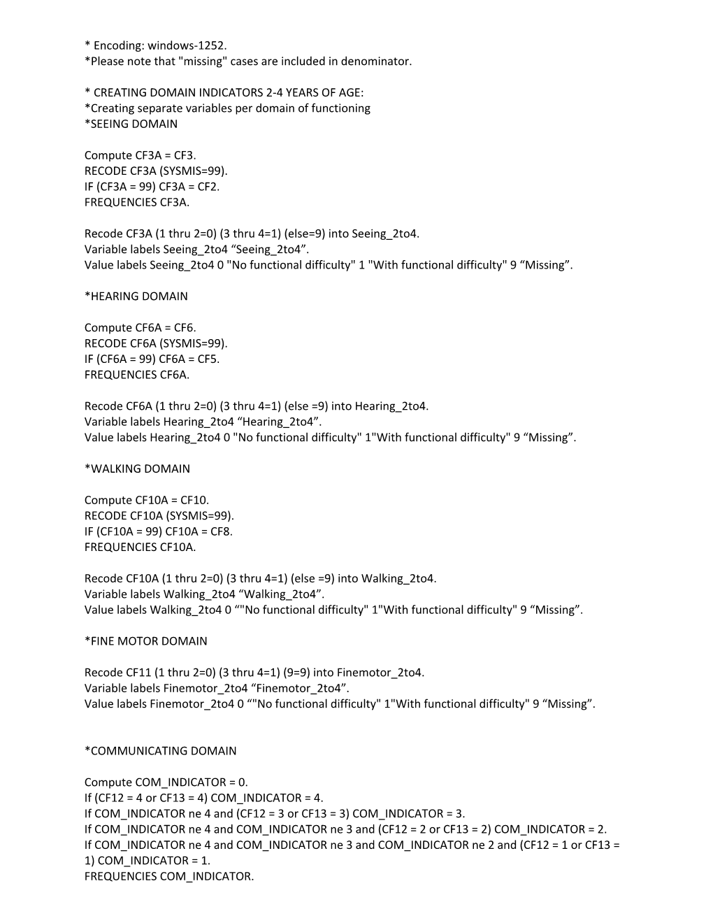 *Please Note That Missing Cases Are Included in Denominator