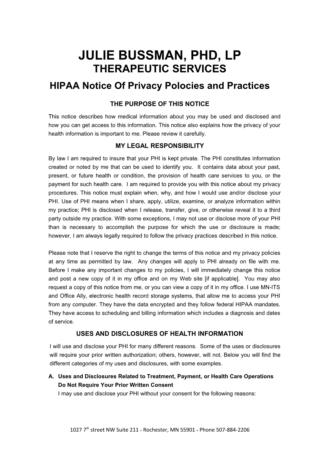 HIPAA Notice of Privacypolocies Andpractices