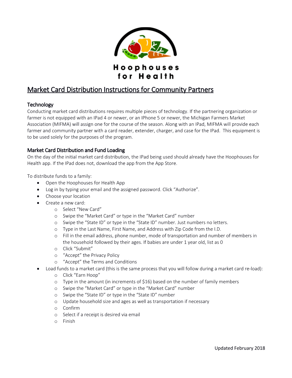 Market Card Distribution Instructions for Community Partners