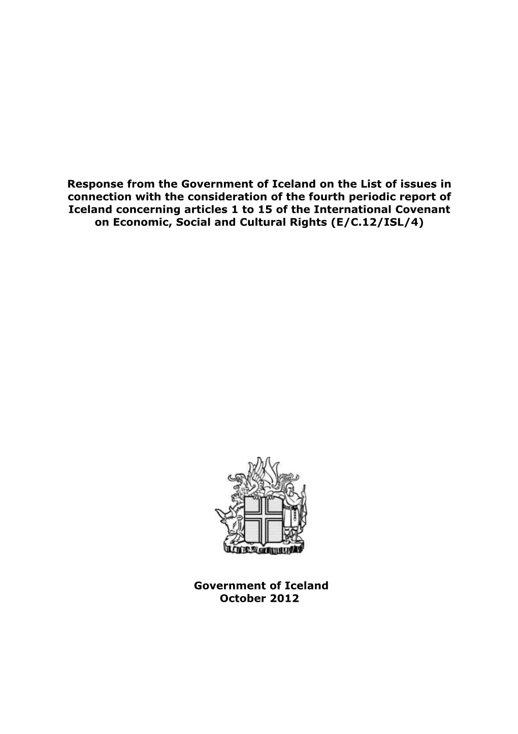 Response from the Government of Iceland on the List of Issues in Connection with The