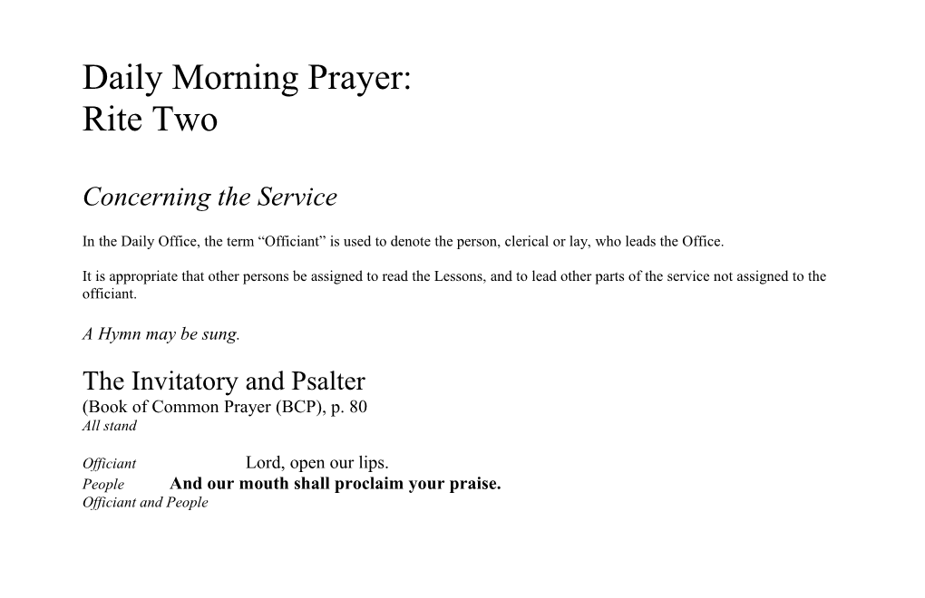 Daily Morning Prayer