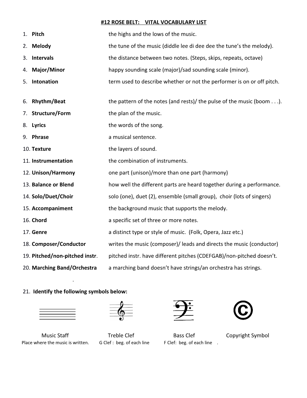 12Rosebelt: Vital Vocabulary List