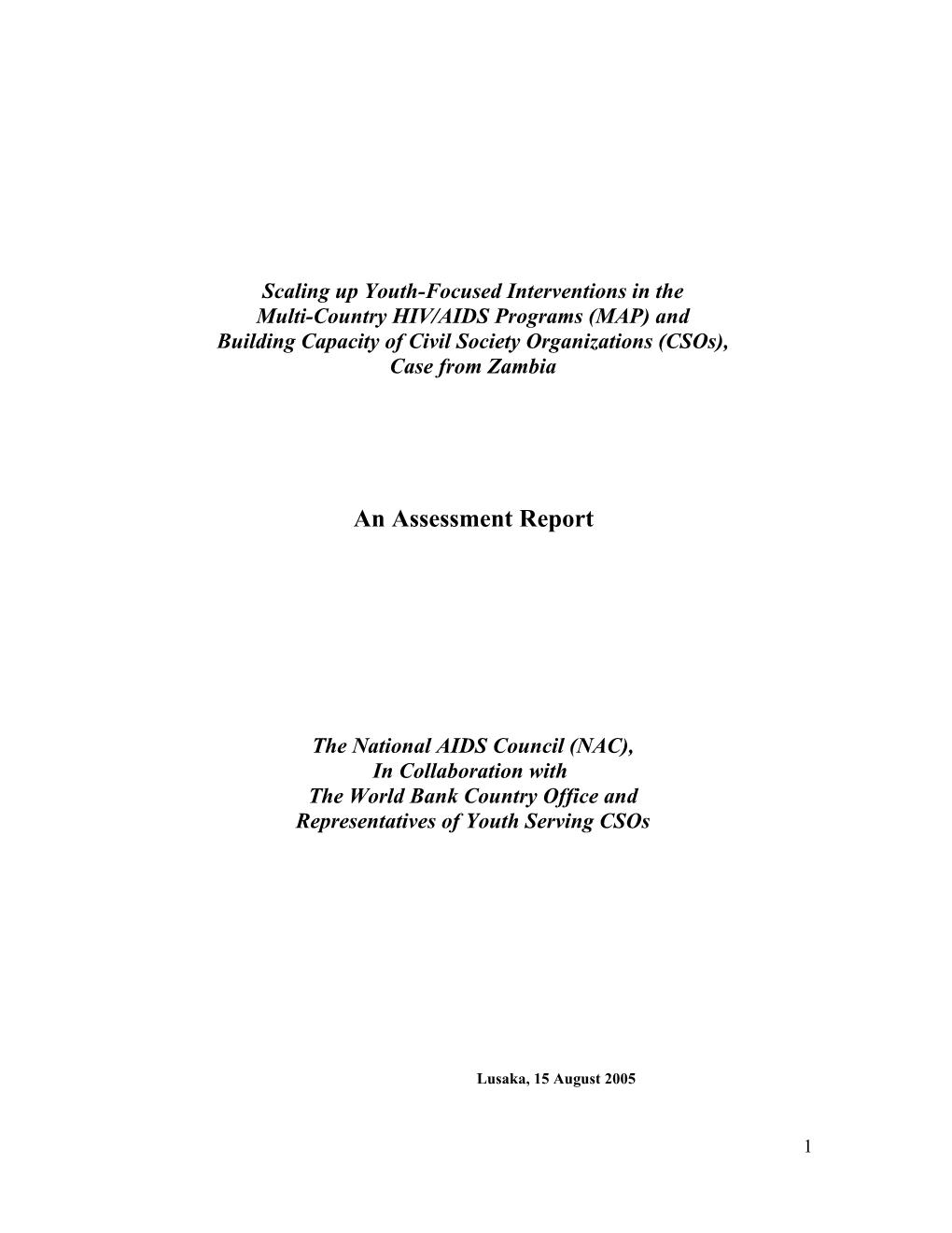 Scaling up Youth Focused Intervensions in the Map (Multi-Country Hiv/Aids Projects) And