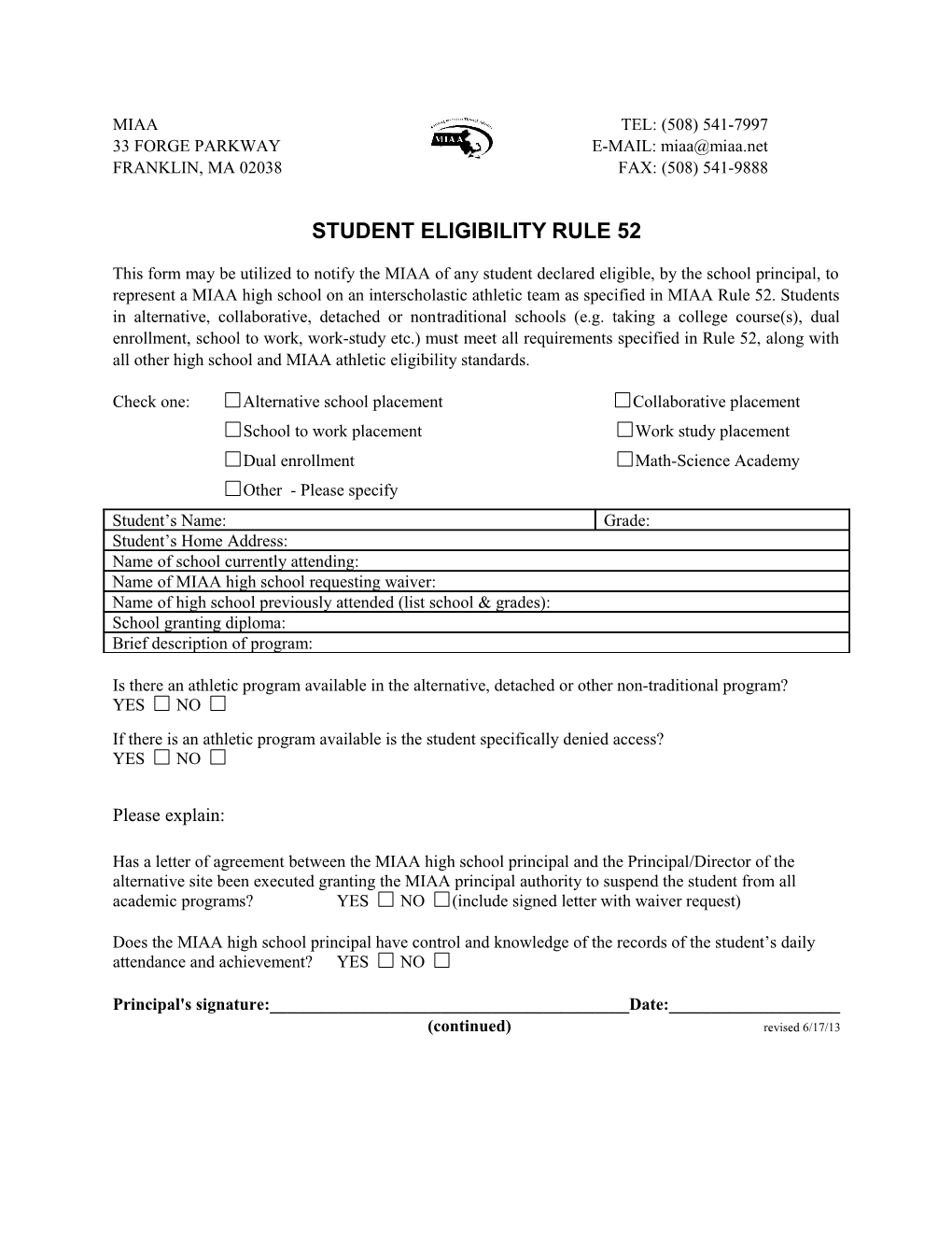 Student Eligibility Rule 52