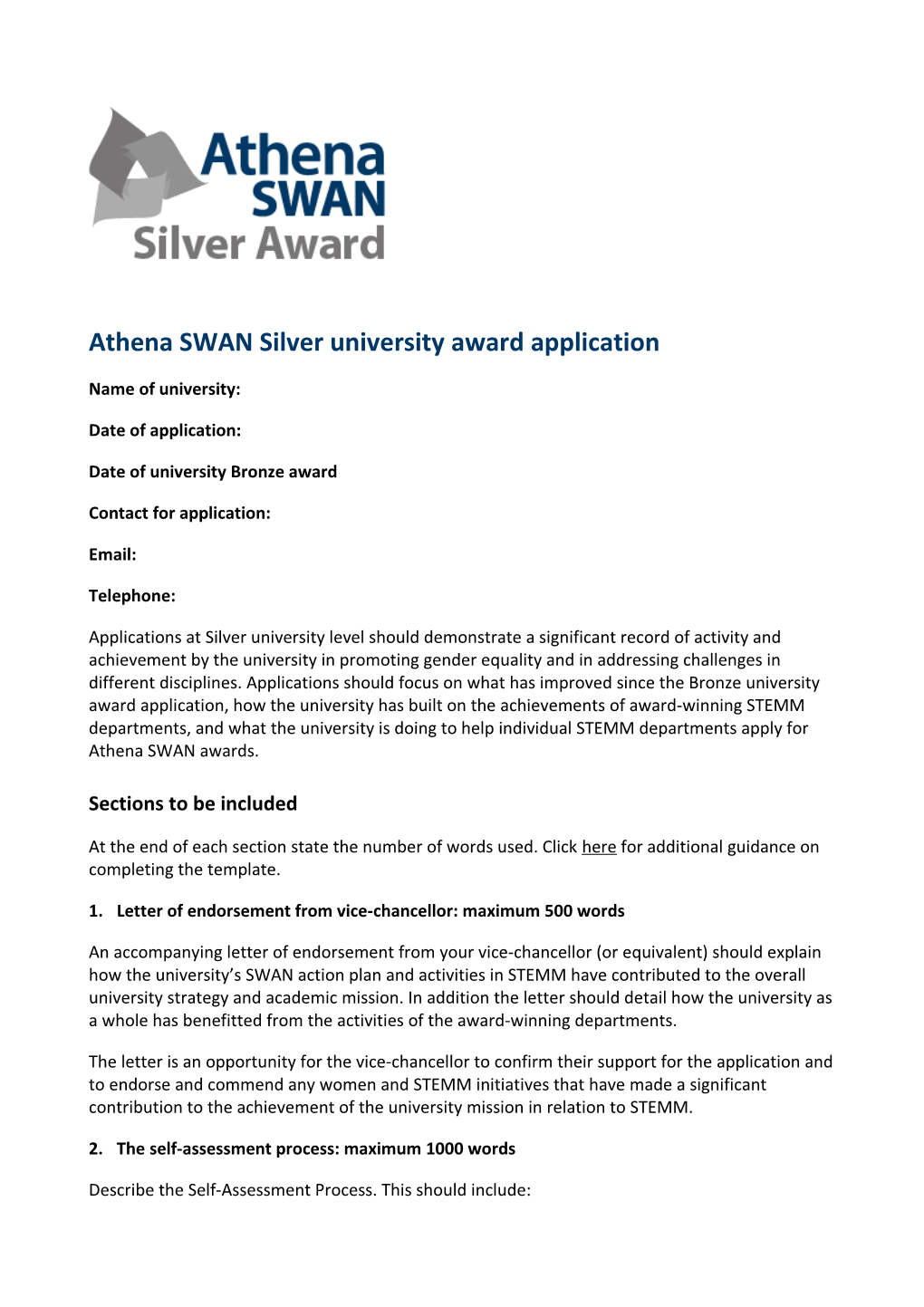 Athena SWAN Silver University Award Application