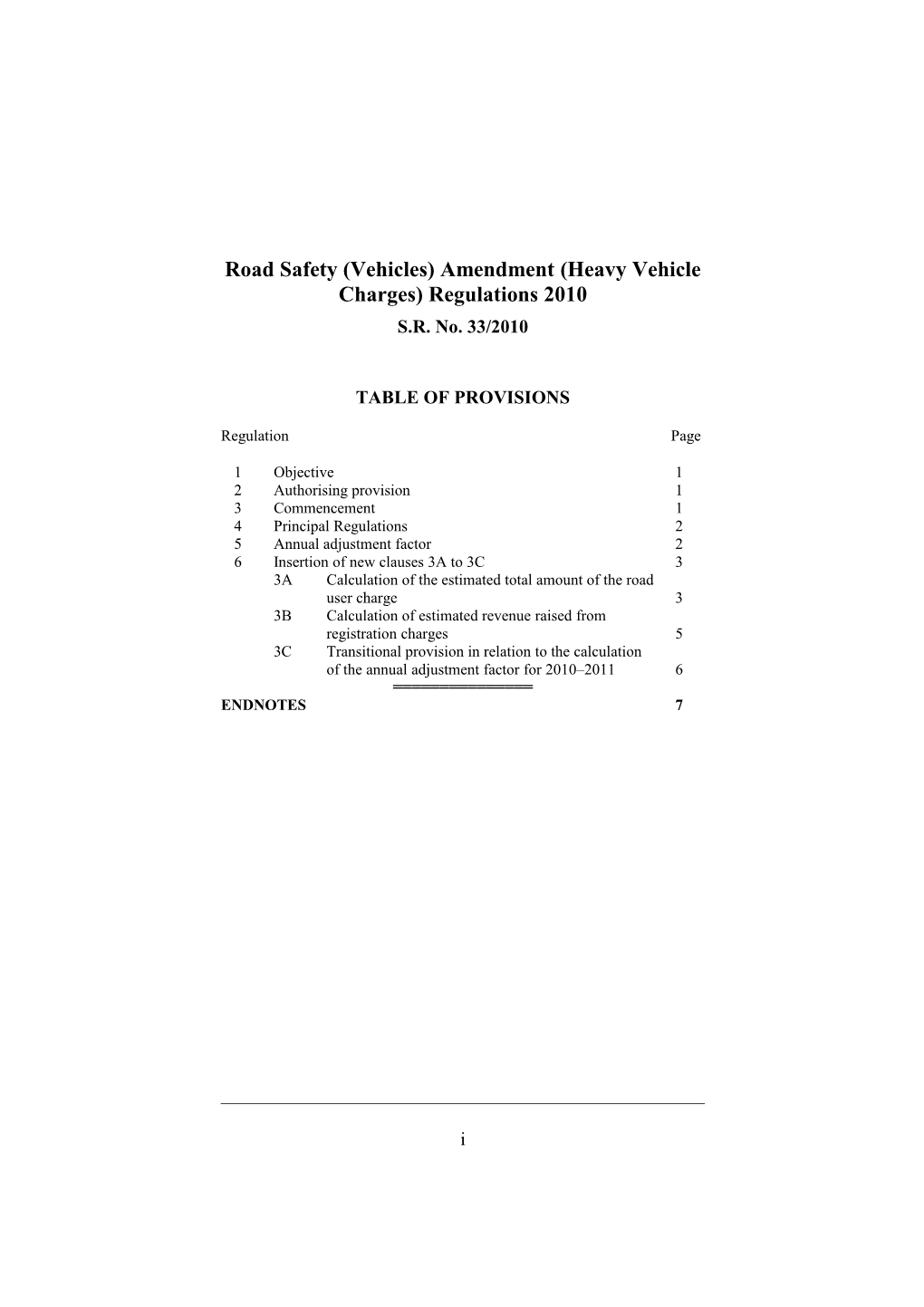 Road Safety (Vehicles) Amendment (Heavy Vehicle Charges) Regulations 2010