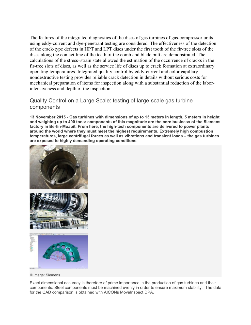 Quality Control on a Large Scale: Testing of Large-Scale Gas Turbine Components