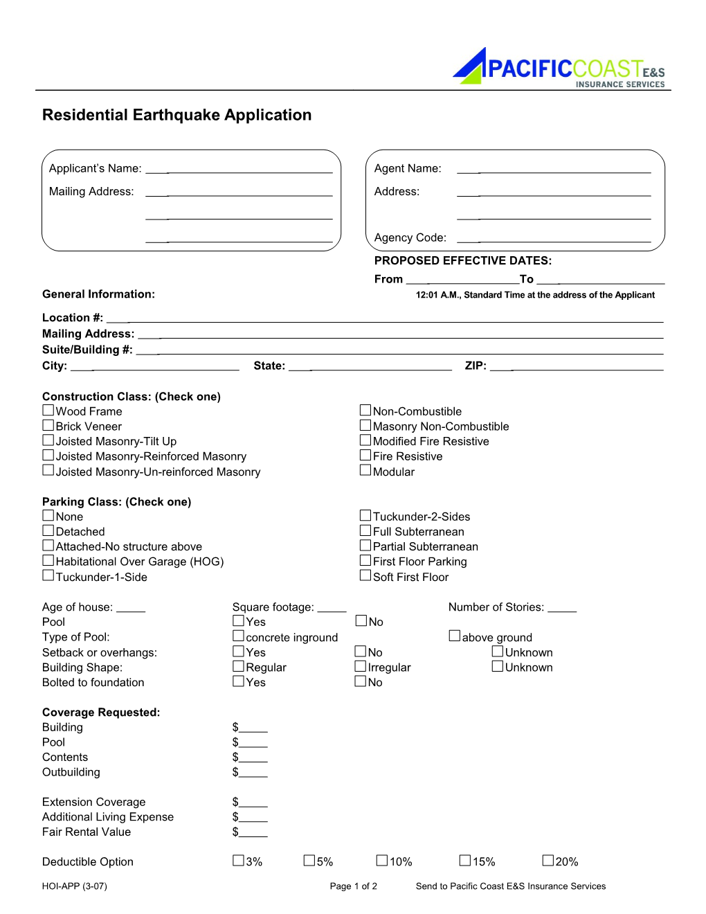 Residential Earthquake Application