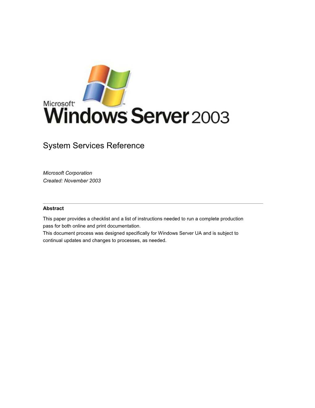 System Services Reference