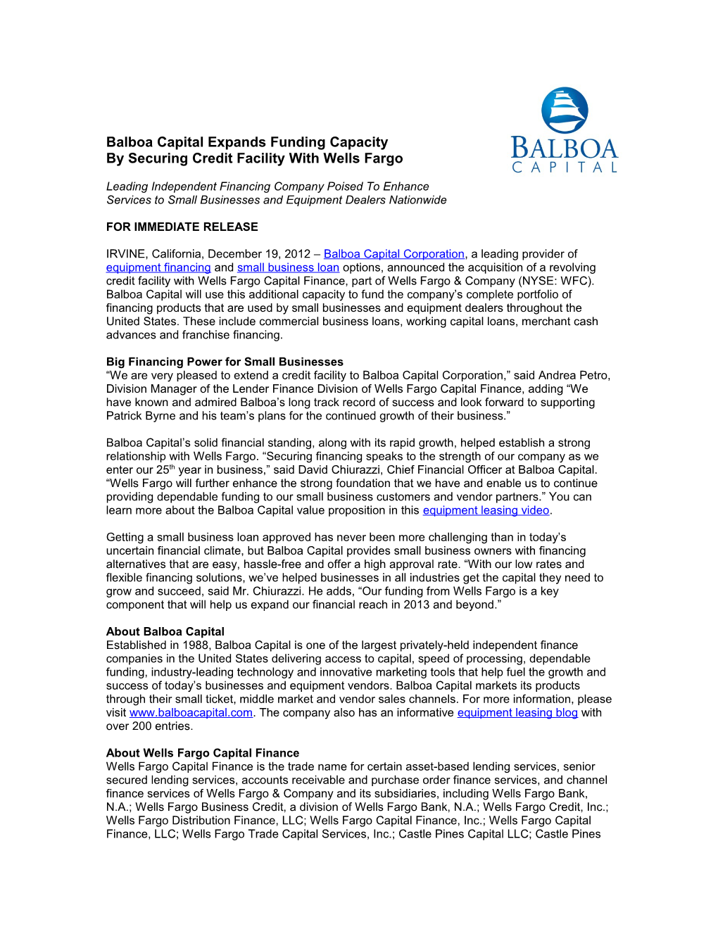 Nationwide Business Finance Sales Team Joins Balboa Capital Corporation