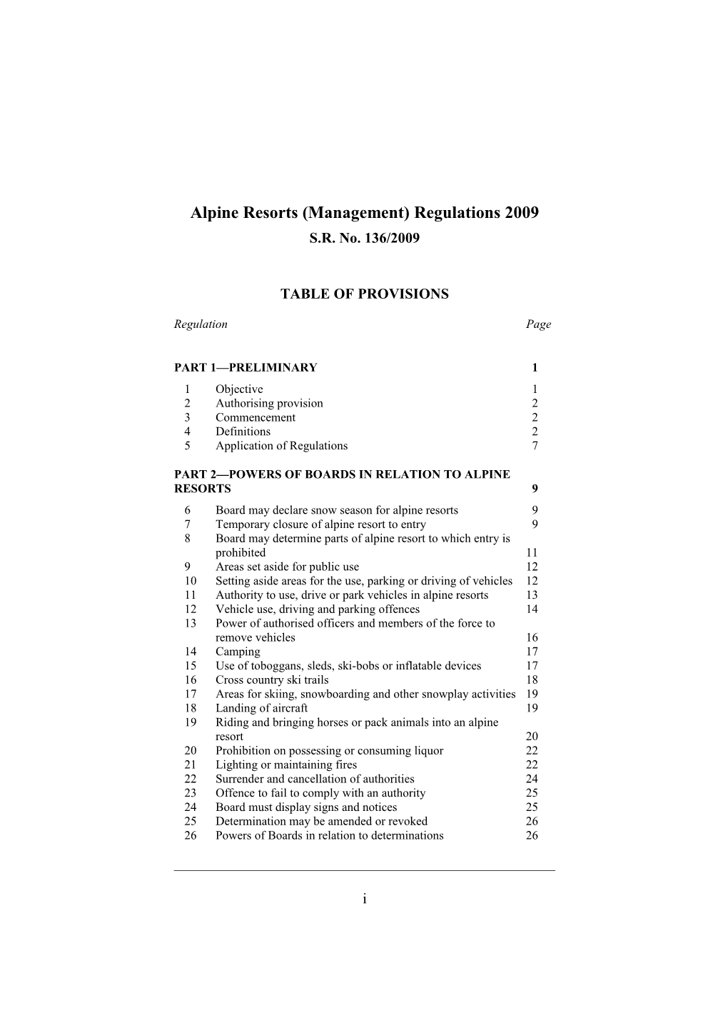 Alpine Resorts (Management) Regulations 2009