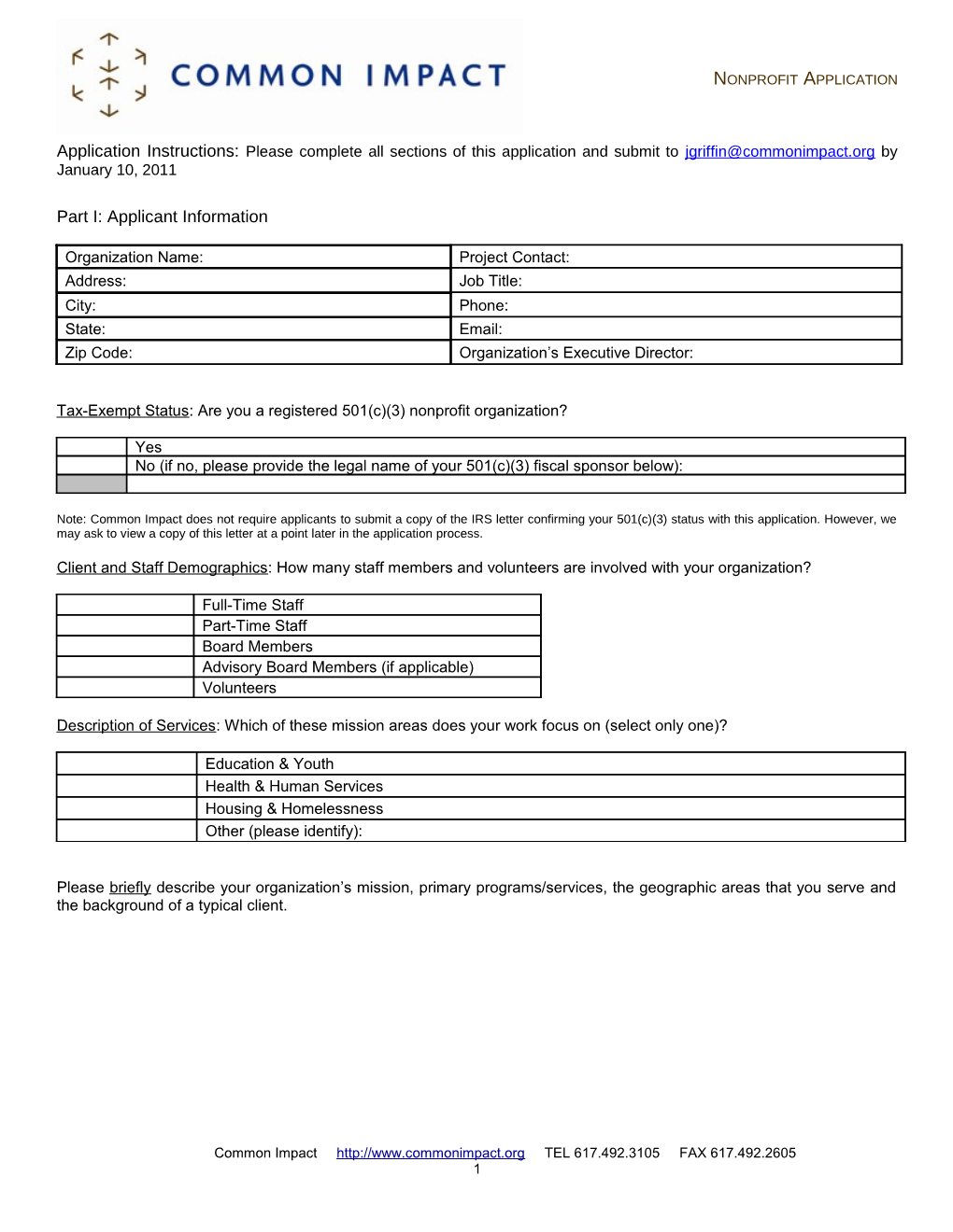 Application Instructions: Please Complete All Sections of This Form