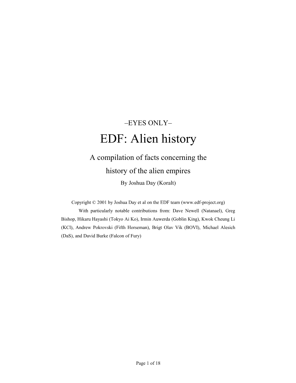 EDF: Alien History