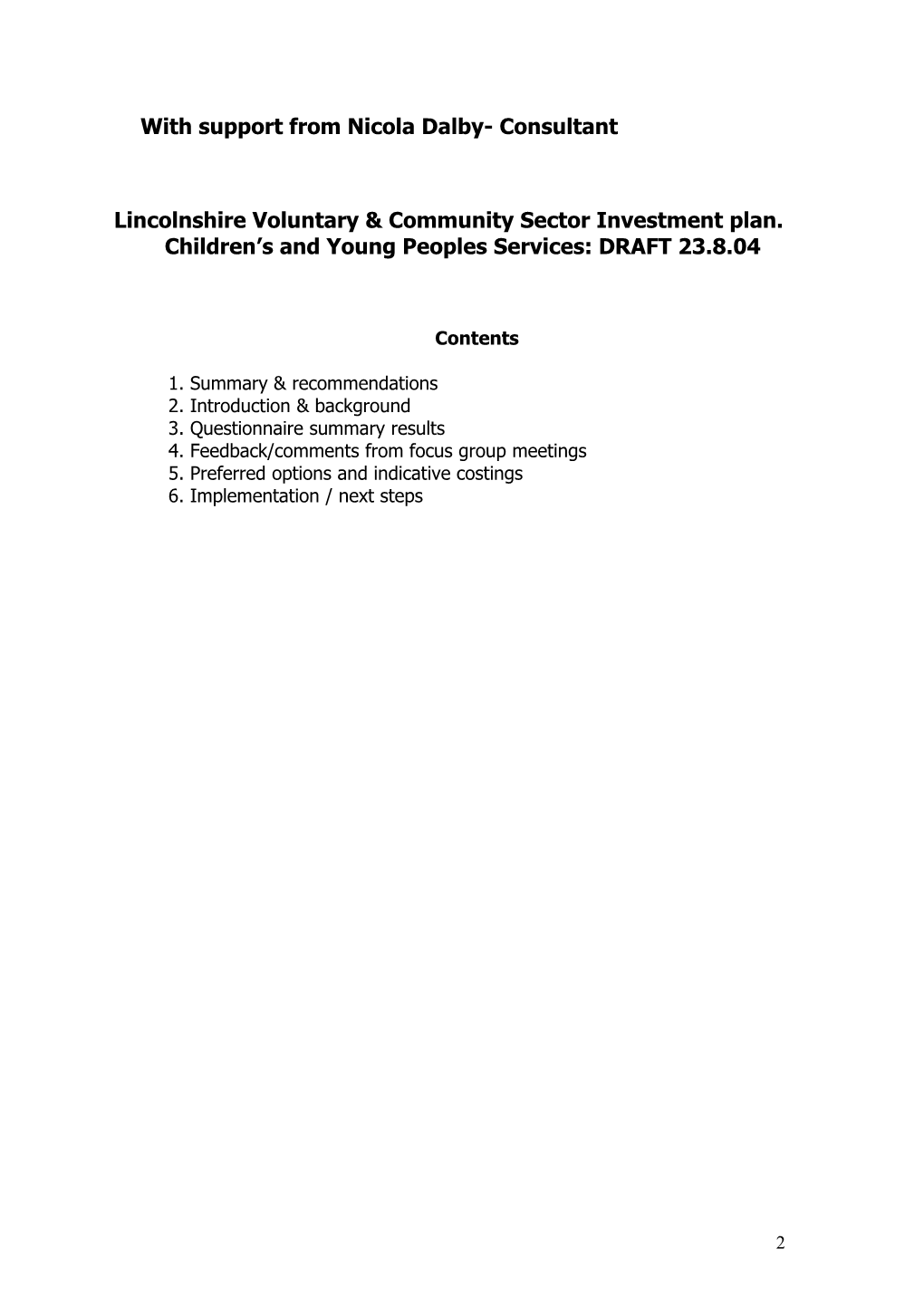 Lincolnshire Voluntary & Community Sector Investment Plan