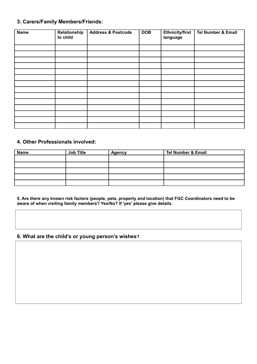 Ideally This Form Must Be Completed with Thefamily