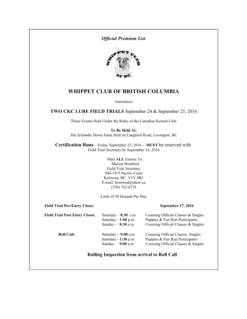 Whippet Club of British Columbia
