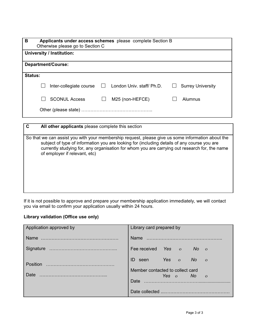 Library Membership Request Form