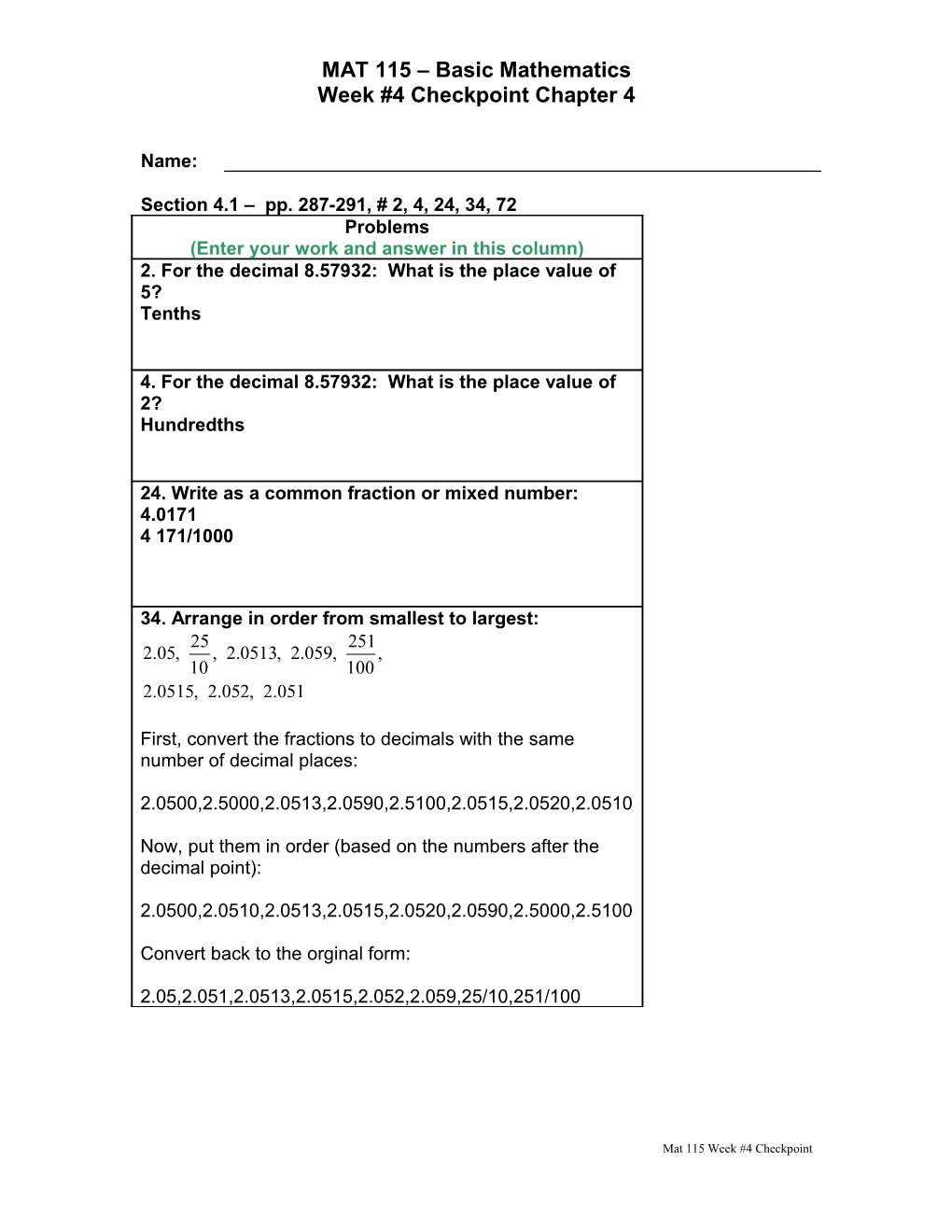 MAT 115 Basic Mathematics