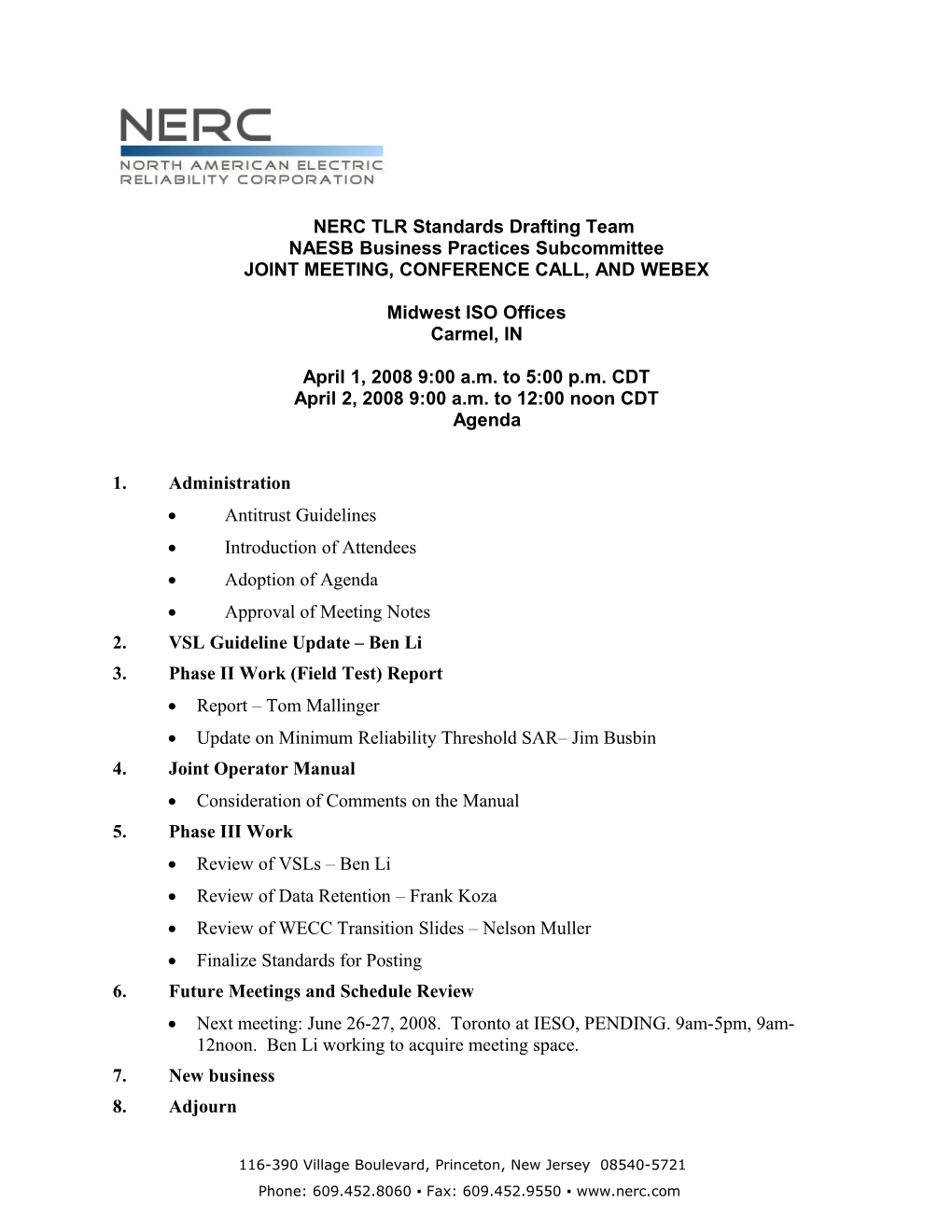 NERC TLR Standards Drafting Team