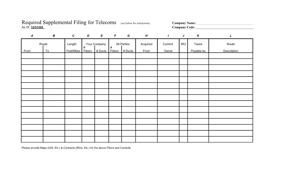 Required Supplemental Filing for Telecoms See Below for Instructions