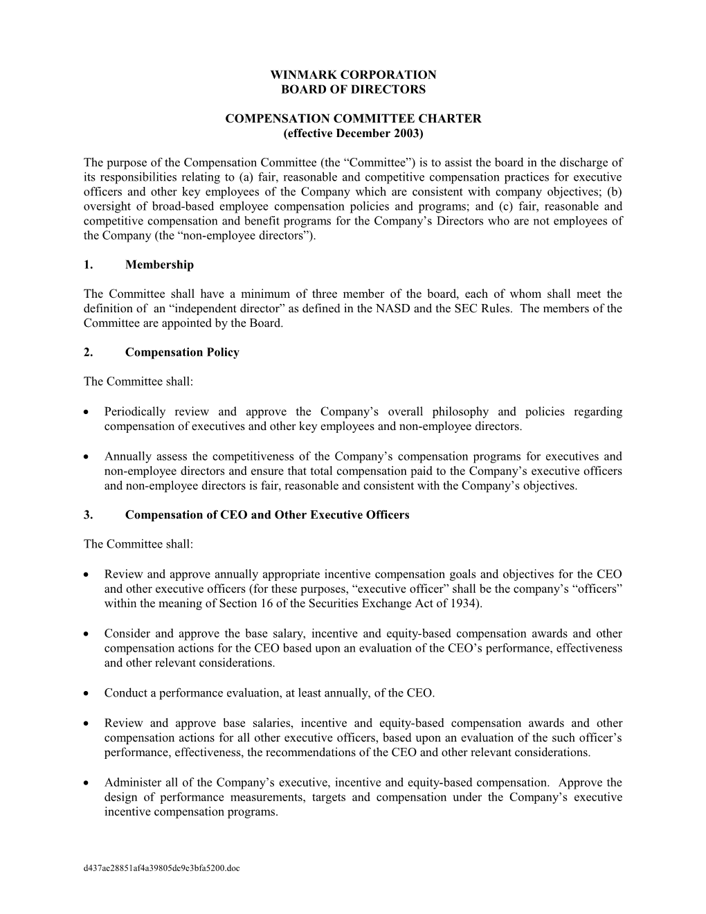 1 Compensation Committee Charter - Final (KS3350;1)