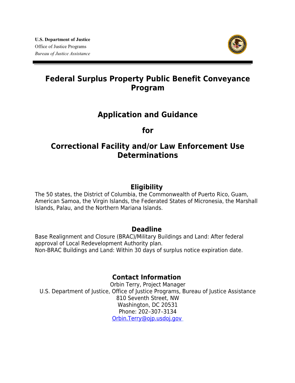 Federal Surplus Property Public Benefit Conveyance Program