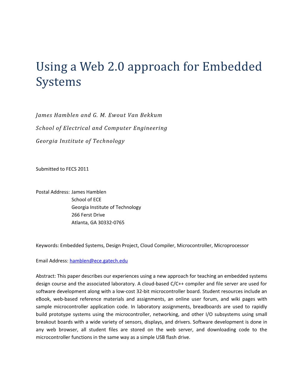 Using a Web 2.0 Approach for Embedded Systems