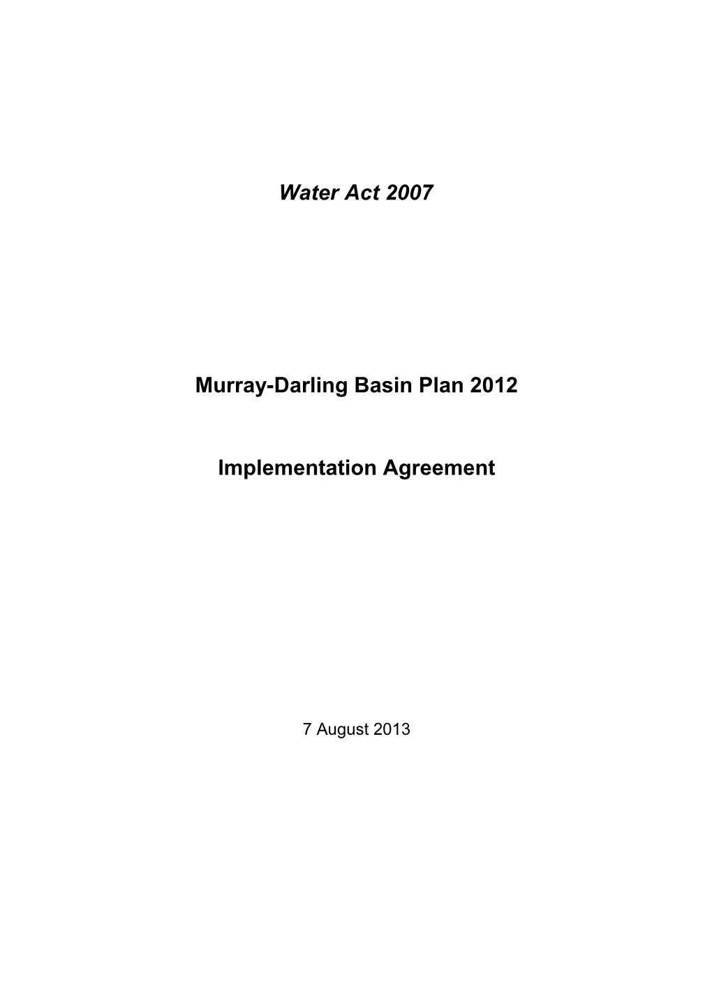 MDB Plan 2012 Implementation Agreement Final 7 Aug 2013