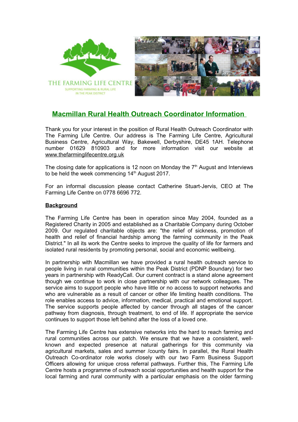 Macmillan Rural Health Outreach Coordinator Information