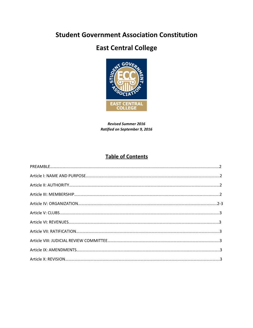 Student Government Association Constitution