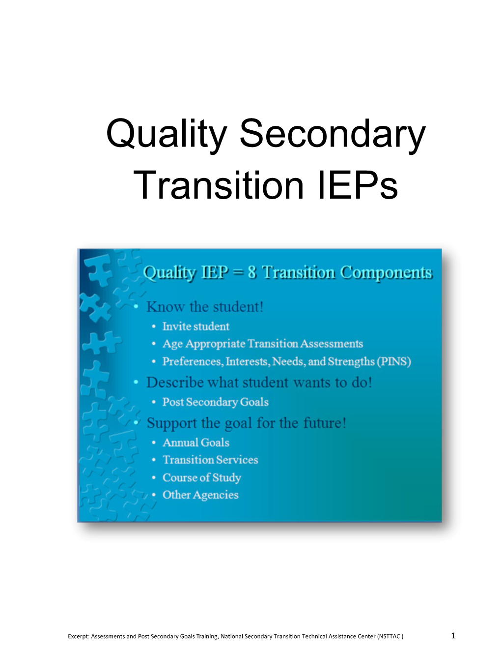 Quality Secondary Transition Ieps