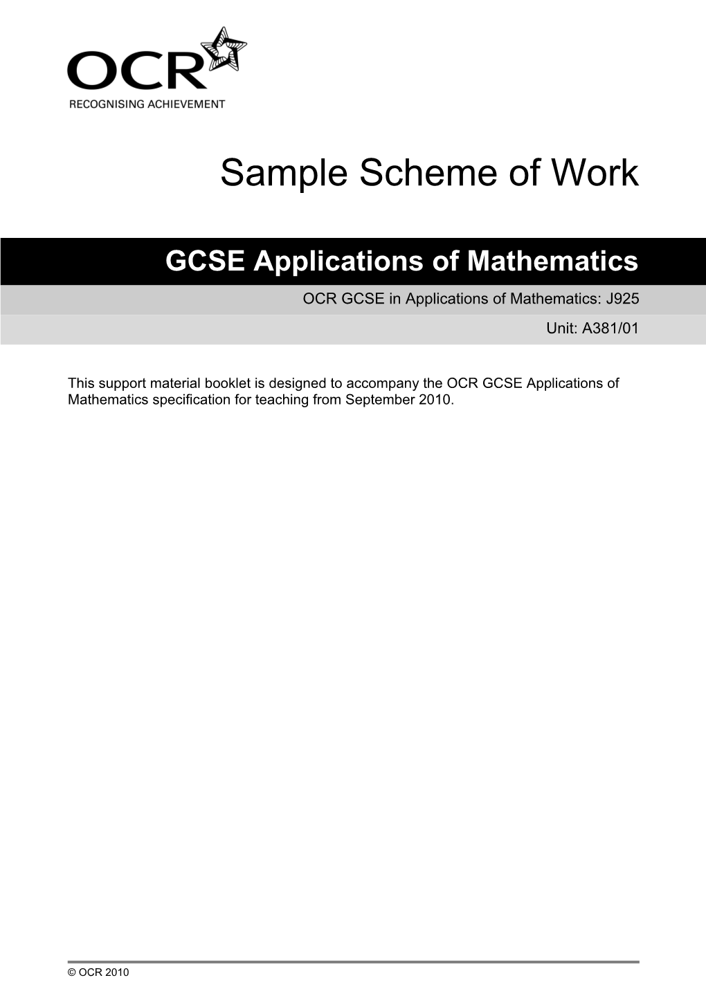 GCSE Applications of Mathematics