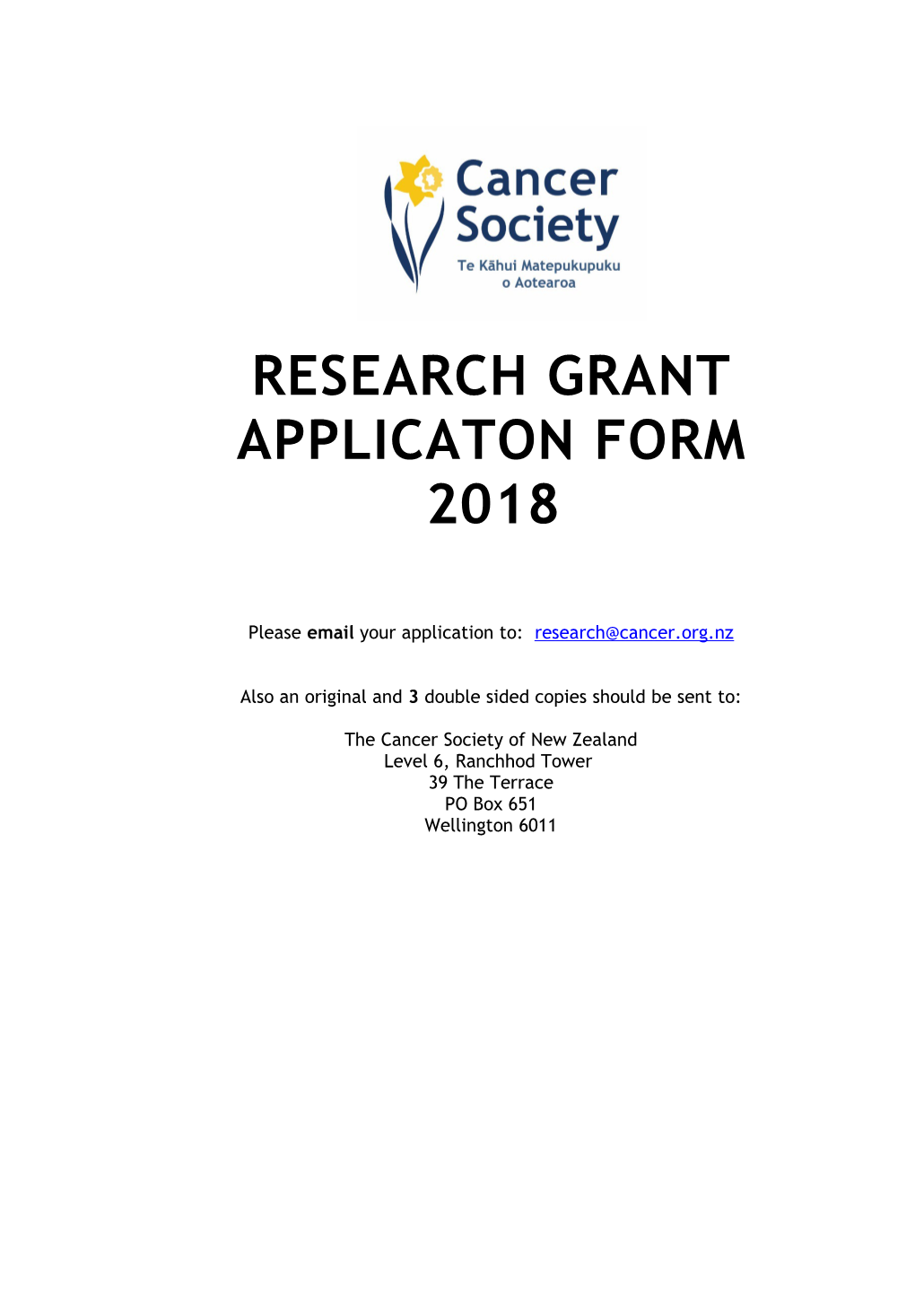 Research Grant Applicaton Form